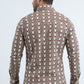Mens Western Modern Fit Cotton/Spandex Long Sleeve Beige Shirt with Snaps