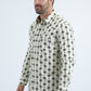 Mens Western Modern Fit Cotton/Spandex Long Sleeve Beige Shirt with Snaps