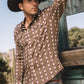 Mens Western Modern Fit Cotton/Spandex Long Sleeve Beige Shirt with Snaps