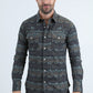 Mens Western Modern Fit Cotton/Spandex Long Sleeve Black/Gold Shirt with Snaps
