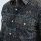 Mens Western Modern Fit Cotton/Spandex Long Sleeve Black/Gold Shirt with Snaps