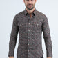 Mens Western Modern Fit Cotton/Spandex Long Sleeve Black Shirt with Snaps
