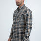 Mens Western Modern Fit Cotton/Spandex Long Sleeve Black Shirt with Snaps