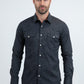 Mens Western Modern Fit Cotton/Spandex Long Sleeve Black Shirt with Snaps