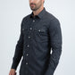 Mens Western Modern Fit Cotton/Spandex Long Sleeve Black Shirt with Snaps