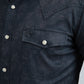 Mens Western Modern Fit Cotton/Spandex Long Sleeve Black Shirt with Snaps