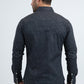 Mens Western Modern Fit Cotton/Spandex Long Sleeve Black Shirt with Snaps