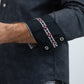 Mens Western Modern Fit Cotton/Spandex Long Sleeve Black Shirt with Snaps