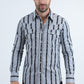 Mens Western Modern Fit Cotton/Spandex Long Sleeve Black Shirt with Snaps