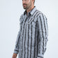 Mens Western Modern Fit Cotton/Spandex Long Sleeve Black Shirt with Snaps