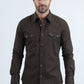 Mens Western Modern Fit Cotton/Spandex Long Sleeve Black Shirt with Snaps