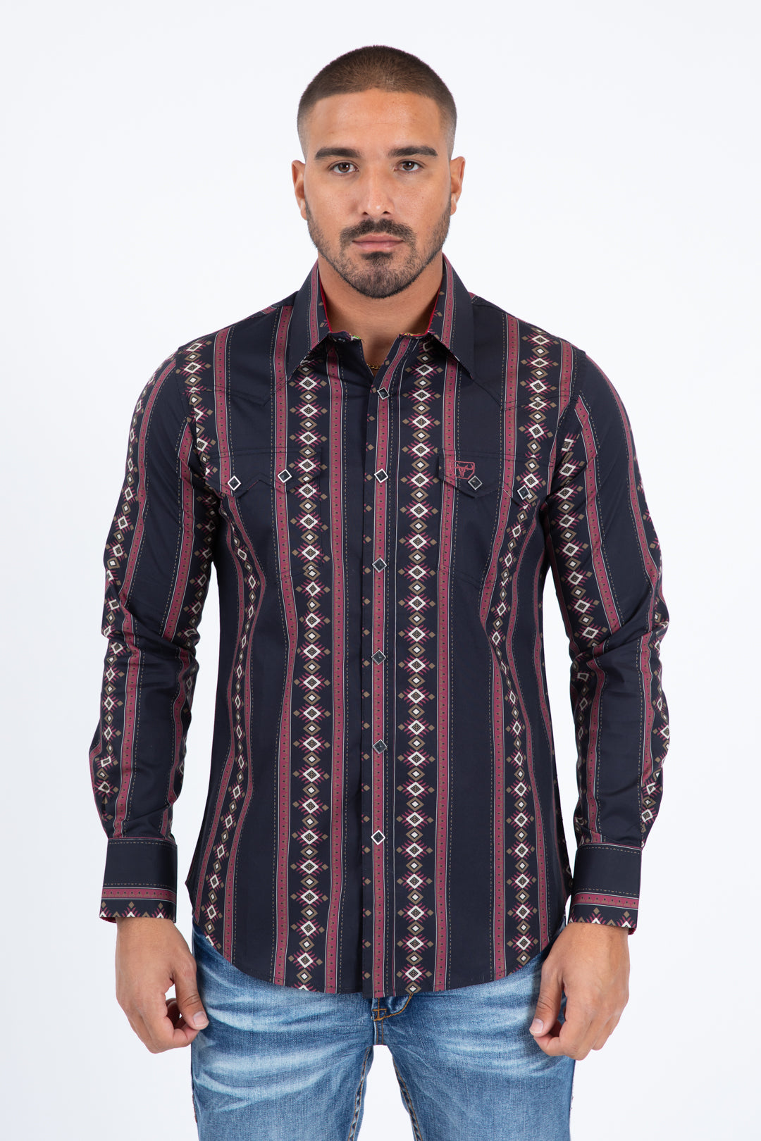 black ii solid texture western shirt platini