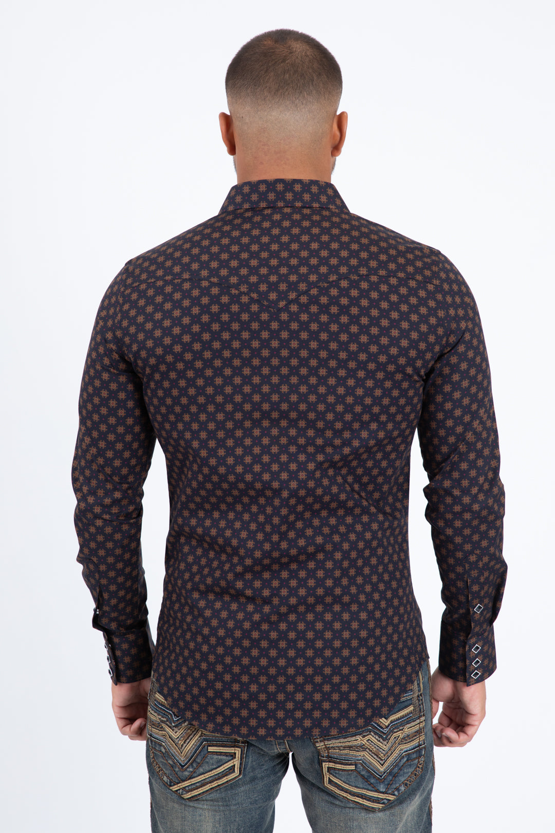 black solid texture western shirt platini