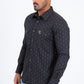 black micro pattern geometric western shirt platini