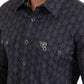 black micro pattern geometric western shirt platini