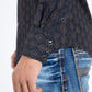 black micro pattern geometric western shirt platini
