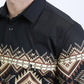 Mens Western Modern Fit Cotton/Spandex Long Sleeve Black Shirt with Snaps