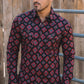 Mens Western Modern Fit Cotton/Spandex Long Sleeve Black Shirt with Snaps