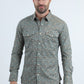 Mens Western Modern Fit Cotton/Spandex Long Sleeve Blue Shirt with Snaps