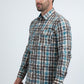 Mens Western Modern Fit Cotton/Spandex Long Sleeve Blue Shirt with Snaps