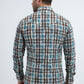 Mens Western Modern Fit Cotton/Spandex Long Sleeve Blue Shirt with Snaps