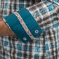 Mens Western Modern Fit Cotton/Spandex Long Sleeve Blue Shirt with Snaps