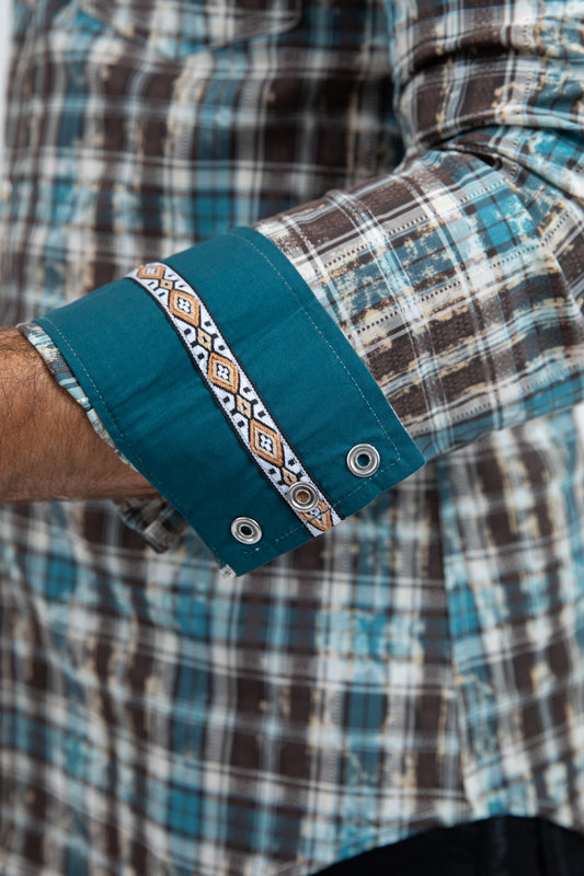 blue classic paisley western shirt men platini back