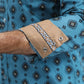 Mens Western Modern Fit Cotton/Spandex Long Sleeve Blue Shirt with Snaps