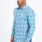 blue organic botanical western shirt platini side