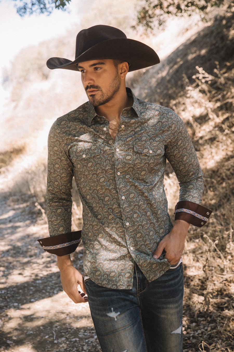 blue leaf diamond botanical western shirt platini lifestyle