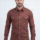 Mens Western Modern Fit Cotton/Spandex Long Sleeve Brown Shirt with Snaps