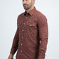 Mens Western Modern Fit Cotton/Spandex Long Sleeve Brown Shirt with Snaps