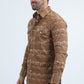 Mens Western Modern Fit Cotton/Spandex Long Sleeve Camel Shirt with Snaps
