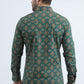 Mens Western Modern Fit Cotton/Spandex Long Sleeve Green Shirt with Snaps
