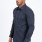 navy micro pattern geometric western shirt platini