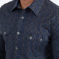 navy micro pattern geometric western shirt platini