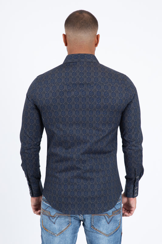 navy dense paisley western shirt men platini side