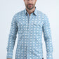 Mens Western Modern Fit Cotton/Spandex Long Sleeve White Shirt with Snaps