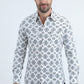 Mens Western Modern Fit Cotton/Spandex Long Sleeve White Shirt with Snaps