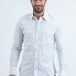 Mens Western Modern Fit Cotton/Spandex Long Sleeve White Shirt with Snaps