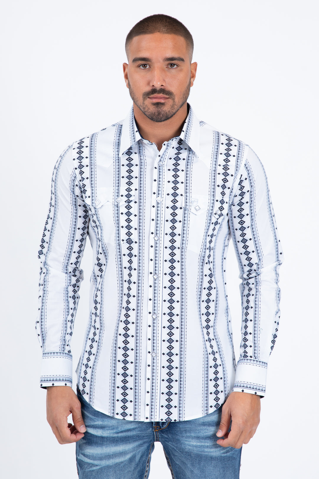 white ii solid texture western shirt platini