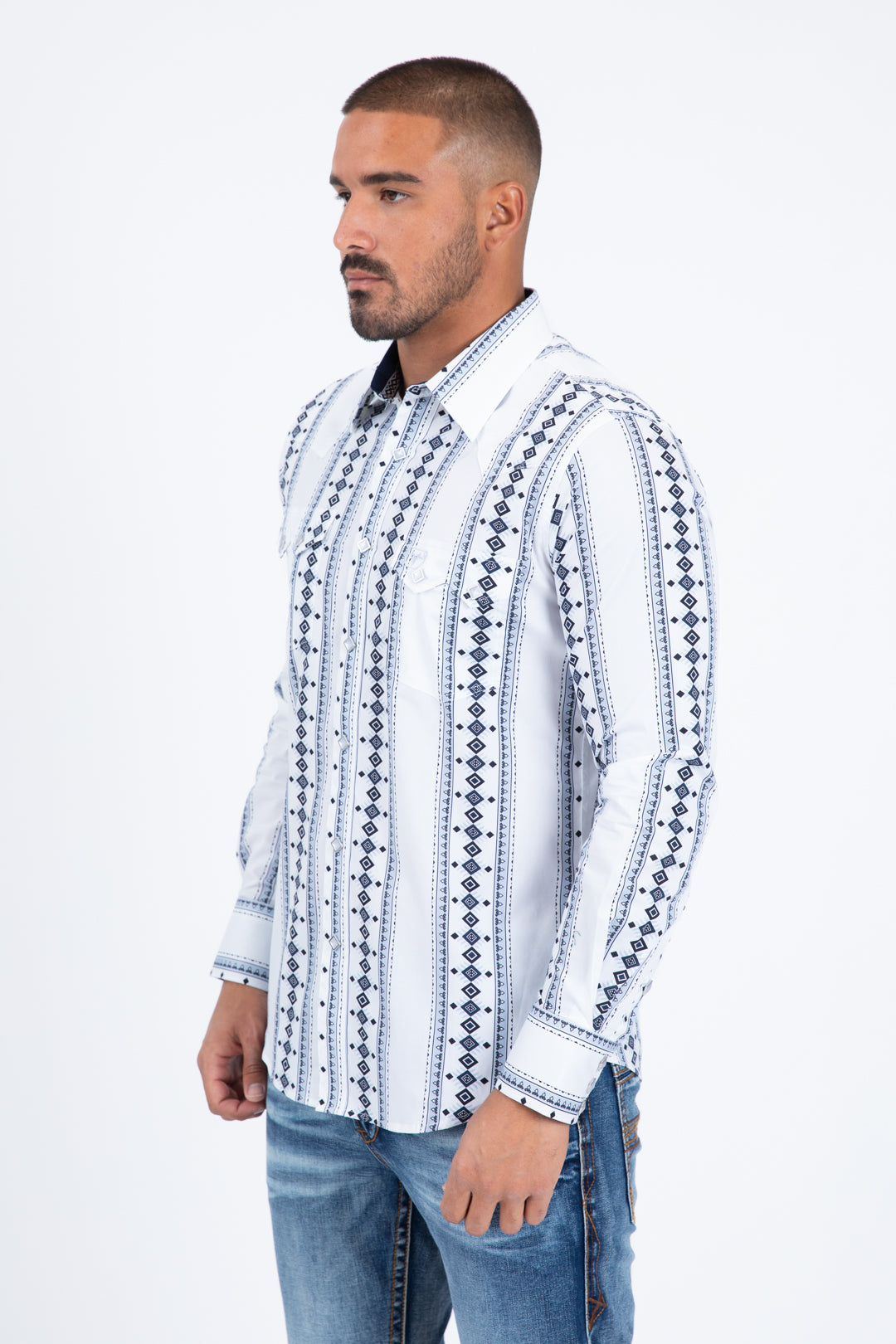 white ii solid texture western shirt platini
