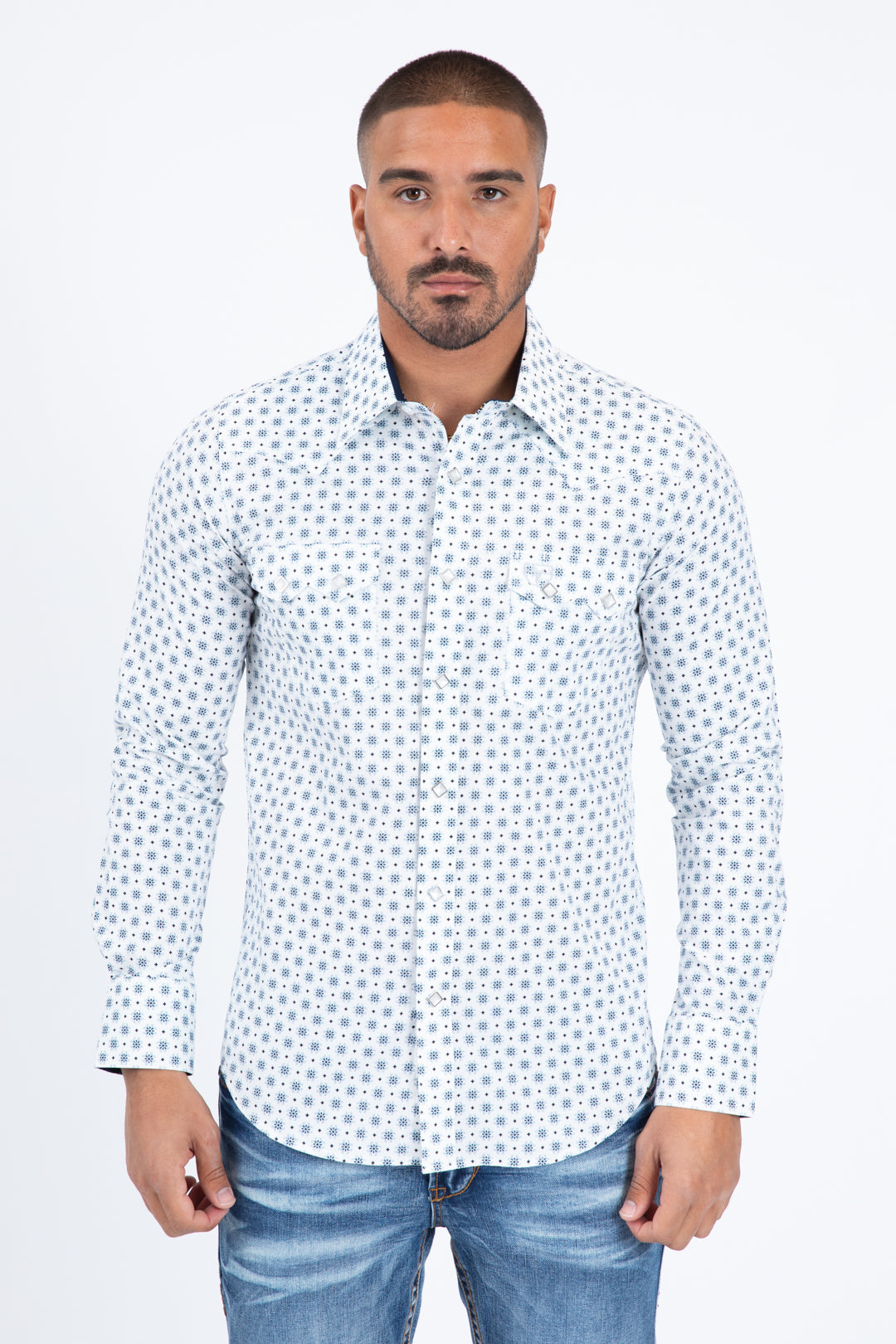 white solid texture western shirt platini