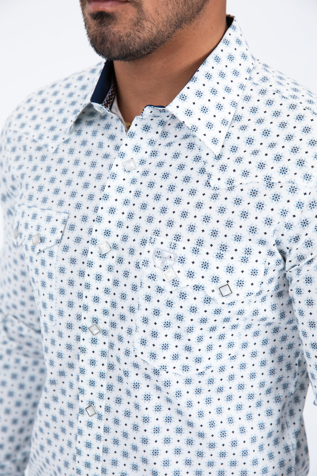 white solid texture western shirt platini