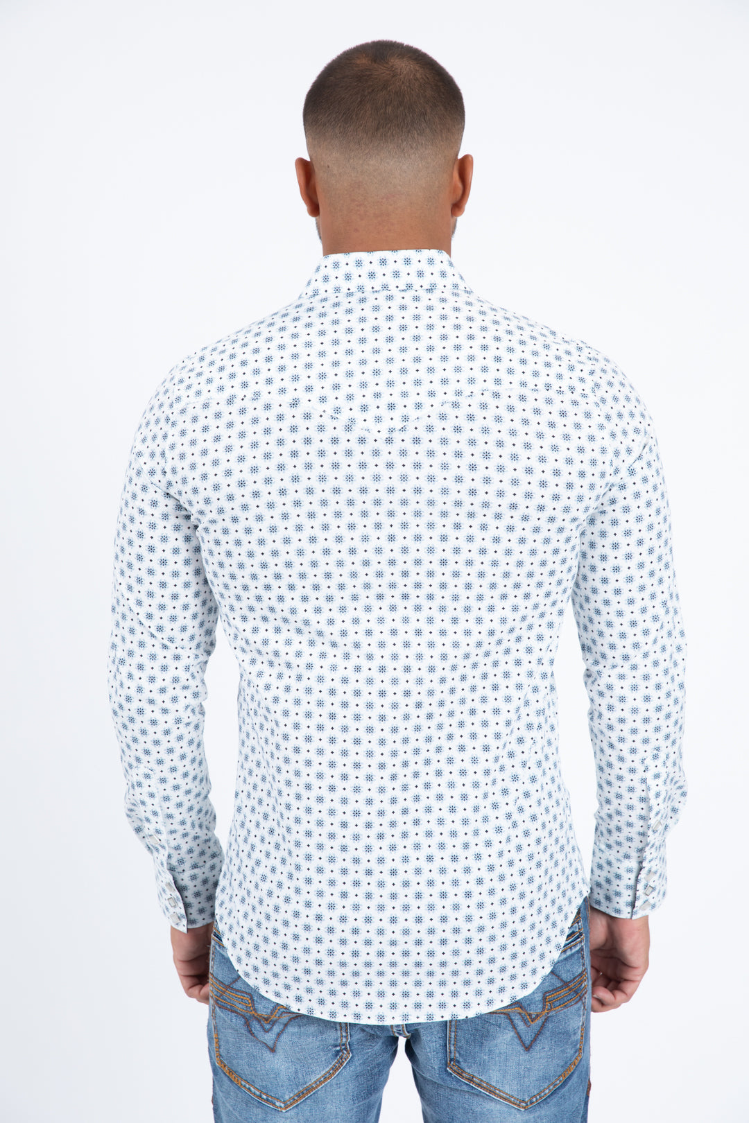 white solid texture western shirt platini