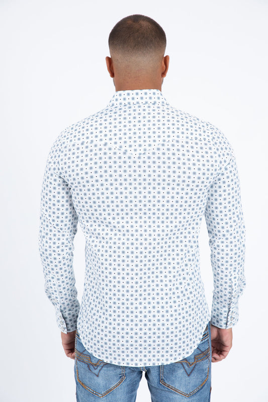 white diamond center western shirt men platini back