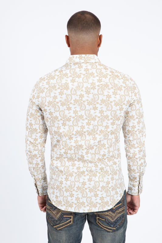 white organic botanical western shirt men platini side