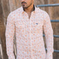 Mens Western Modern Fit Cotton/Spandex Long Sleeve White Shirt with Snaps
