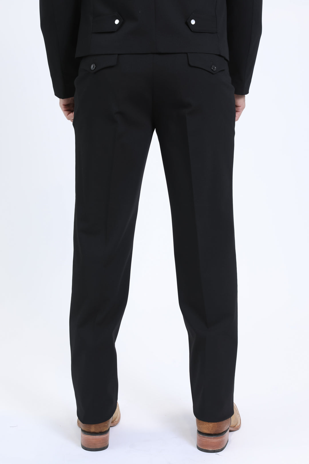 Mens Poly-Stretch Fit Western Black Suit Pants