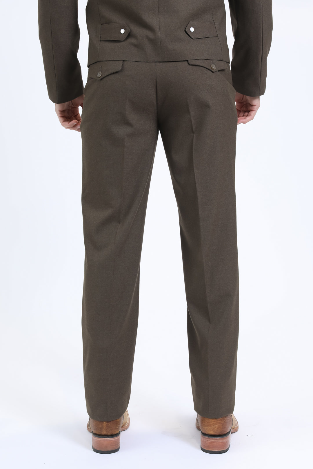 Mens Poly-Stretch Fit Western Brown Suit Pants
